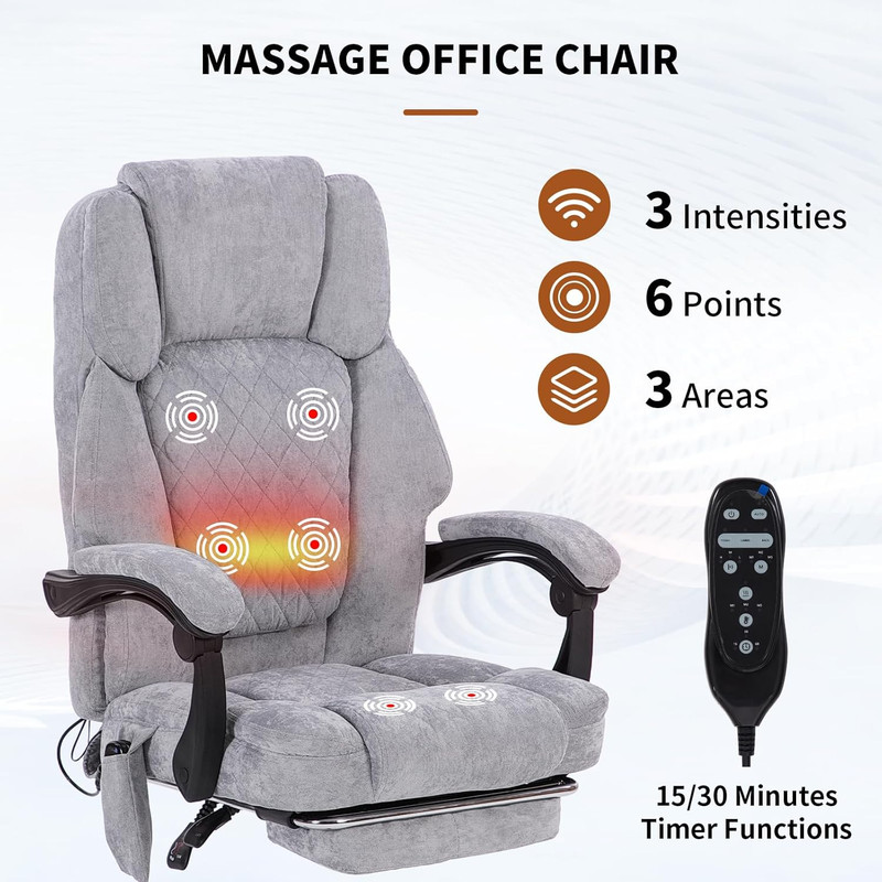 Massage Office Chair with Foot Rest,High Back & Heat 6 Vibration Points, Executi gallery