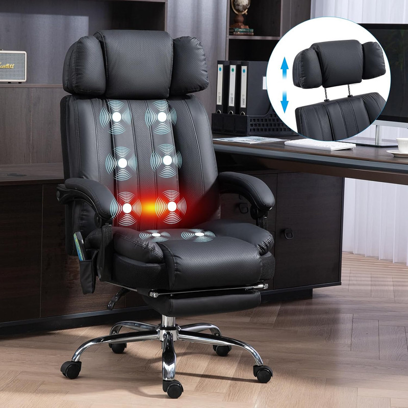 Massage Office Chair with Heat and 8 Vibration Points Big and Tall Executive Off gallery