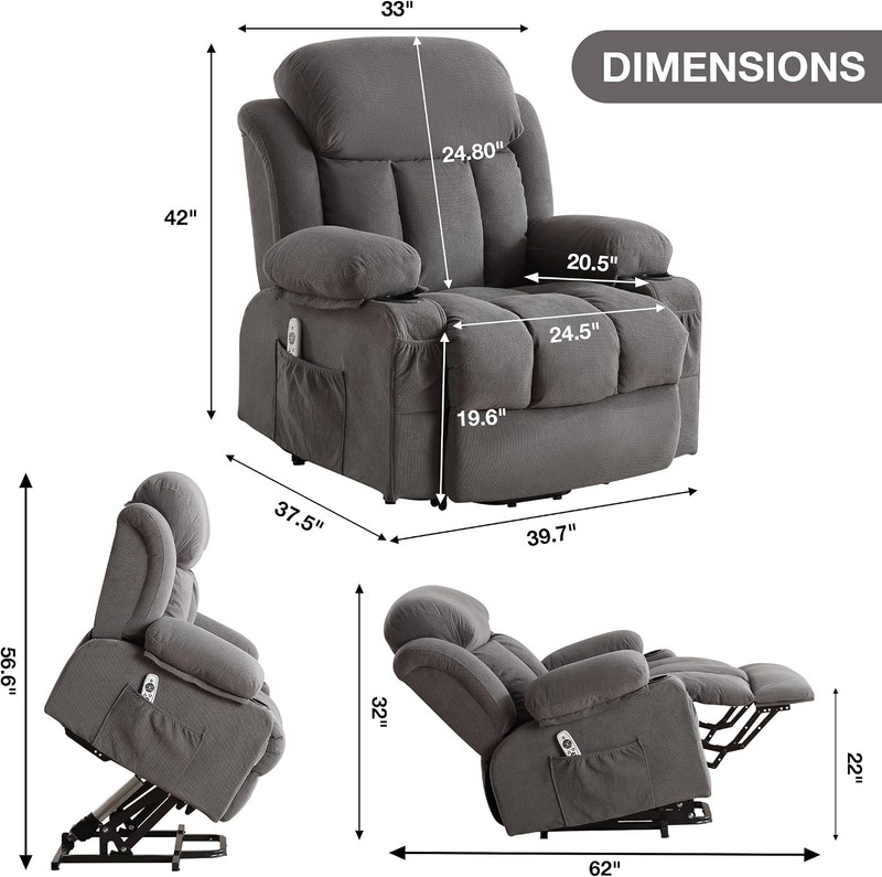Power Lift Recliner Chair for Elderly with Vibration Massage and Lumbar Heating gallery