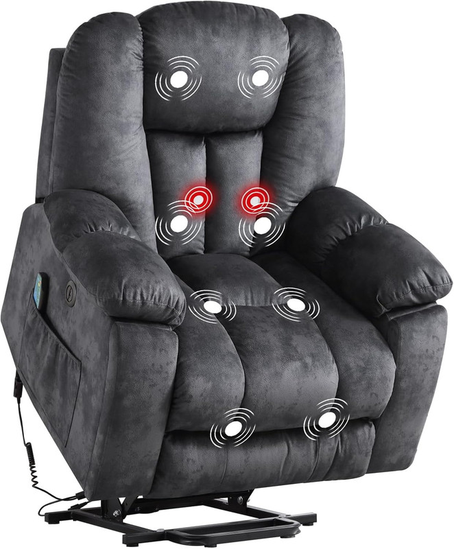 CANMOV Large Power Lift Recliner Chair with Massage, Heat, and USB for Elderly, gallery