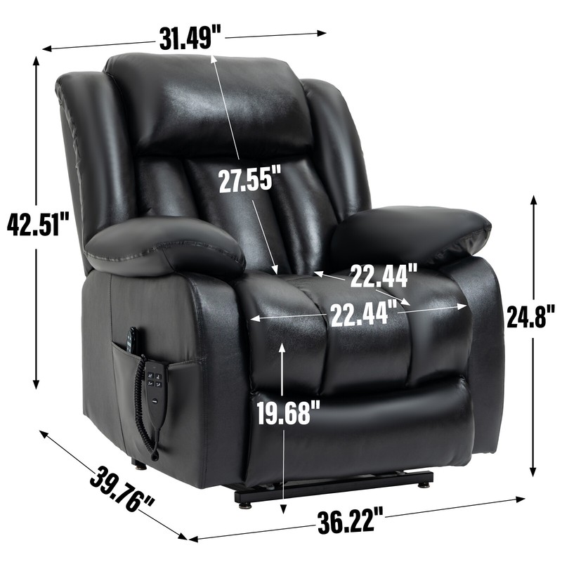 Dual Motor Electric Medium Leather Black Electric Lift Recliner gallery