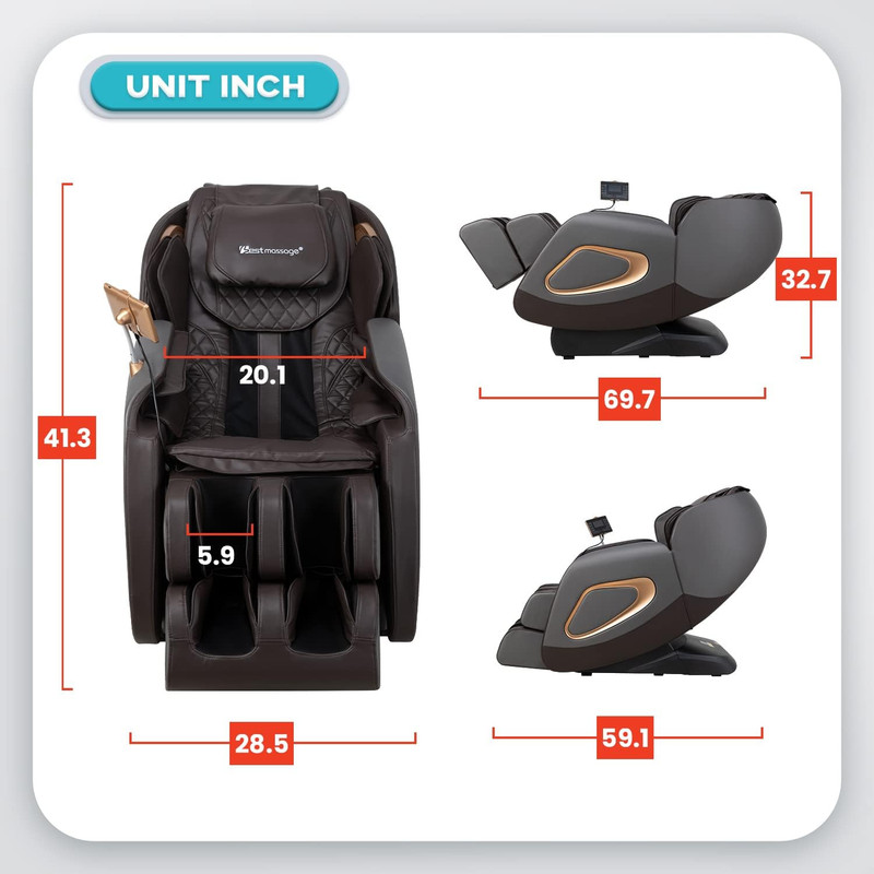 Zero Gravity Full Body Massage Chair with Heat & Bluetooth Speaker - Grey gallery