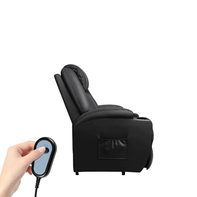 Heated Recliner Chair with USB Port 8 Node Massage Cup Holders and More Black gallery