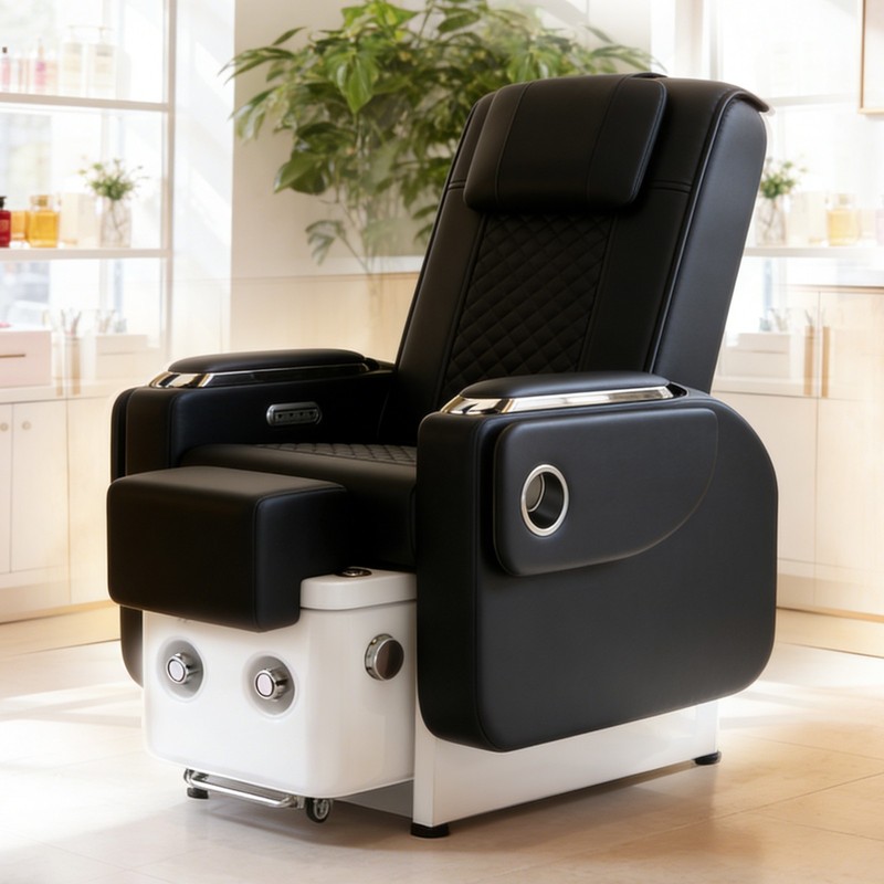 Black Pedicure Spa Chair Recliner Manicure Nail Tech Back Massage Salon Footbath gallery