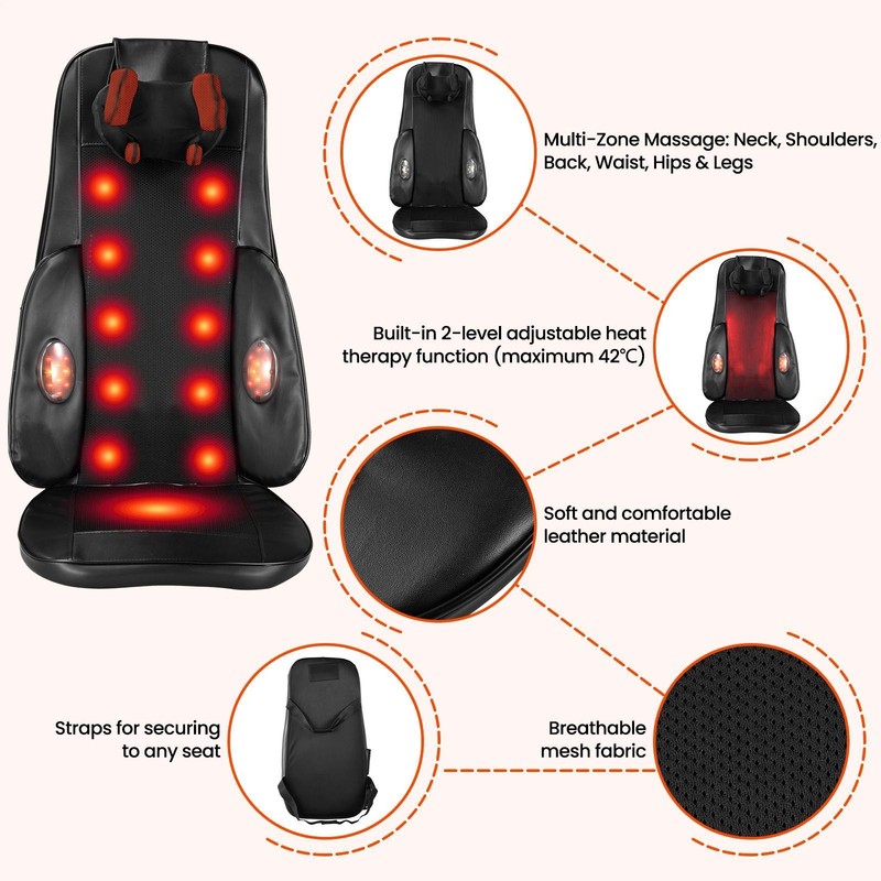 Massage Cushion for Chair Electric Adjustable Heat Intensity Remote Control gallery
