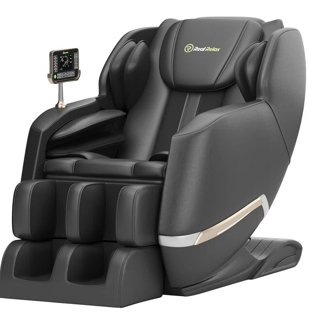 Real Relax Full Body Zero Gravity Shiatsu Recliner Electric Chair, Black