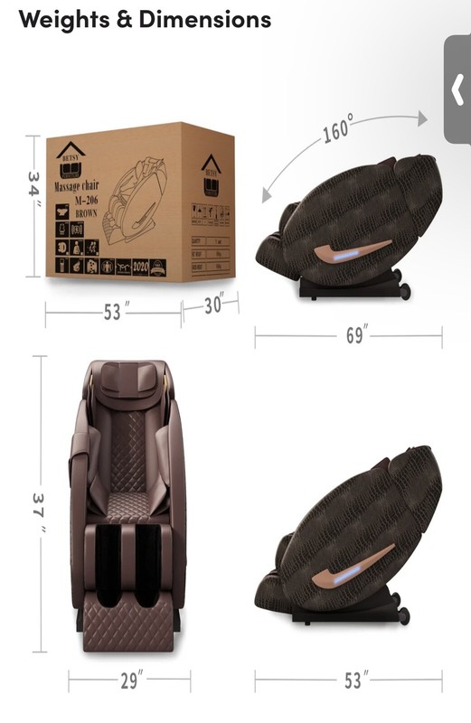 Power Reclining Heated Full Body Massage Chair by Betsy Furniture gallery