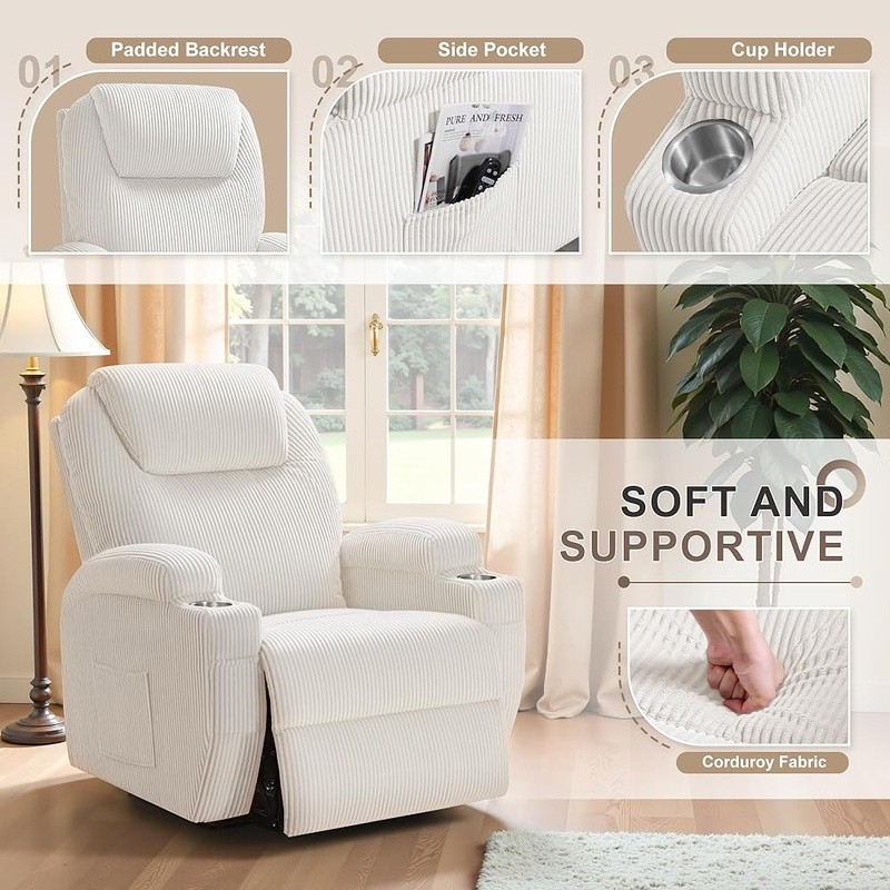 Electric Recliner Chair Power Lift Massage Chair W/ Storage & Cup Holder New gallery