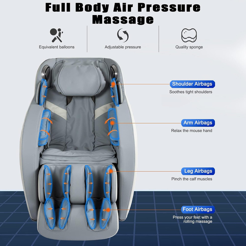 Zero Gravity Full Body Massage Chair with Bluetooth & Heat Therapy, Blue gallery