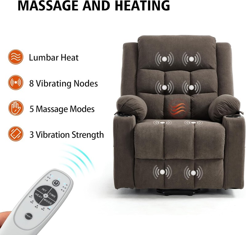Electric Power Lift Recliner Chair Sofa with Massage and Heat for Elderly USB gallery