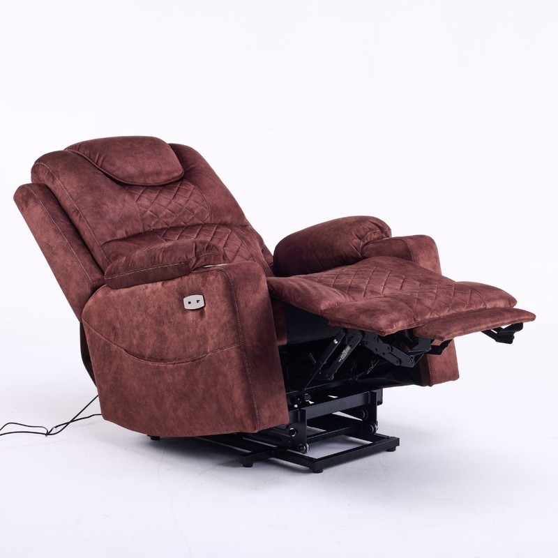 Power Lift Recliner Massage Chair with Heating & USB Ports, Reddish Brown gallery