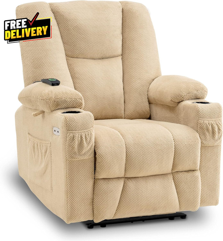 Zero Gravity Power Recliner Chair w Heat Vibration Massage USB Type-C Cup Holder