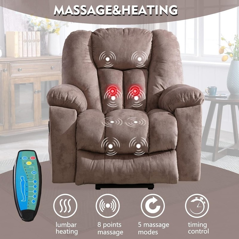 CANMOV Power Lift Recliner Chair w/Massage & Heat - 350lb Capacity Brown gallery