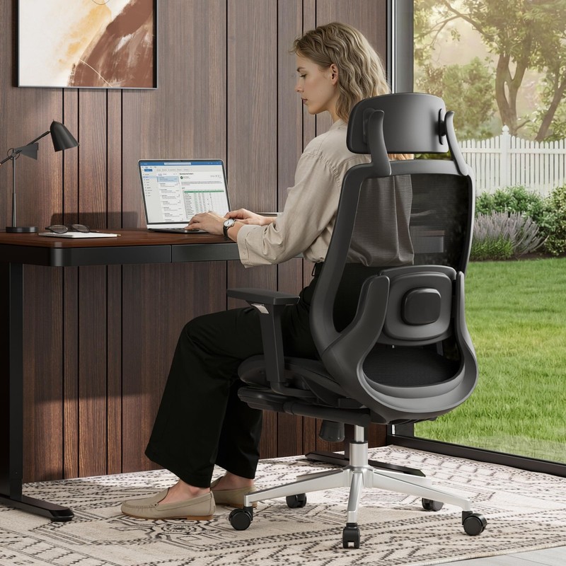Massage Office Chair with Footrest, High Back Ergonomic Desk Chair with Adjustab