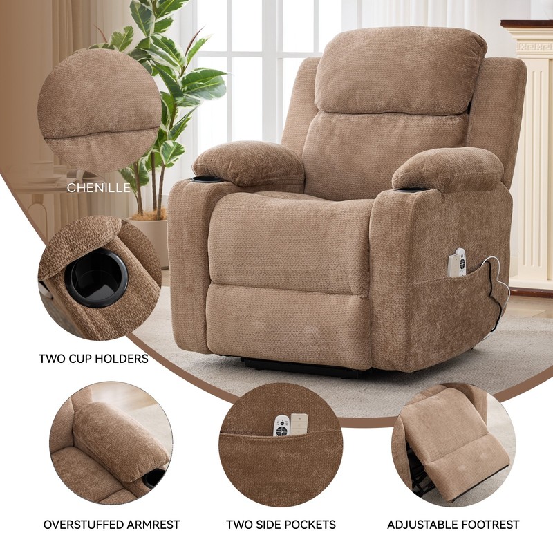 350 lbs Power Lift Recliner Chair w/ 8-Point Vibration Massage & Heat Heavy Duty gallery