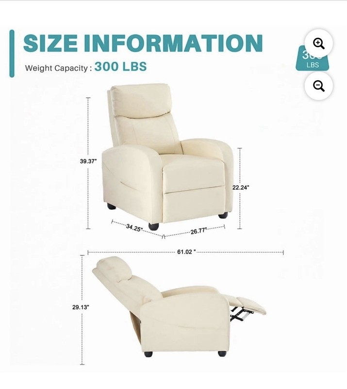 Beige Recliner Vibrating Massage Chair w/ Remote, Retractable Footrest 300 lb gallery
