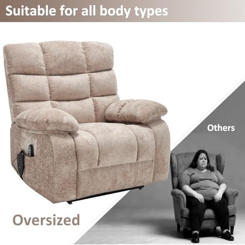 Oversized Power Lift Recliner Chair for Elderly, Dual Motor Lay Flat Beige gallery