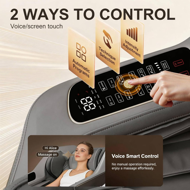 4D Full Body Massage Chair, Zero Gravity, 20 Modes, Bluetooth, Gray gallery