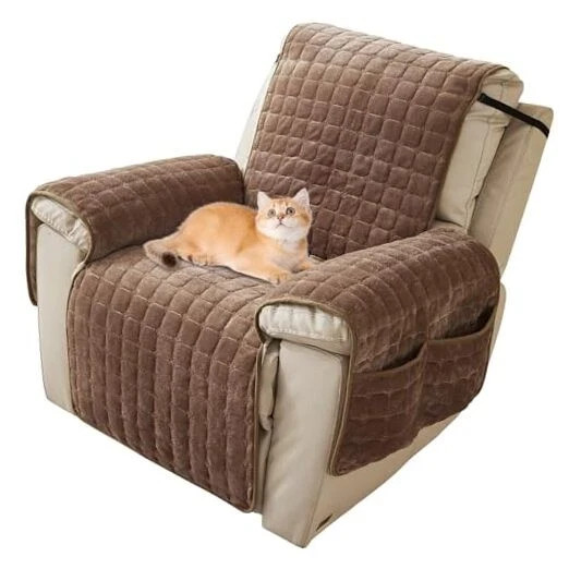 Plush Recliner Slipcover 23 Inches Washable Chair Covers Artificial 23" Coffee