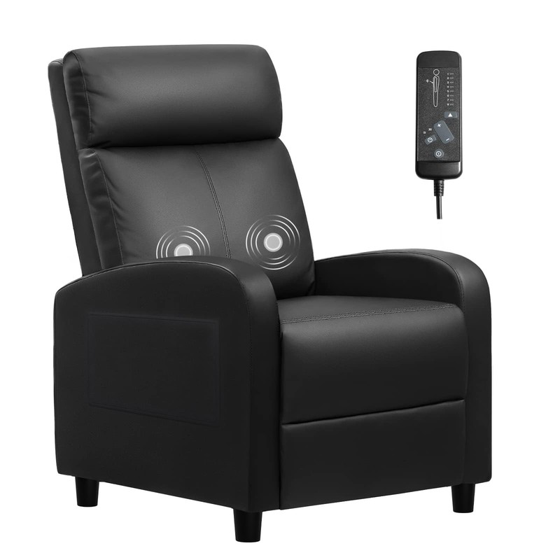 Furniwell Massage Recliner Chair for Living 29.2D x 19.9W x 38.7H in, Black
