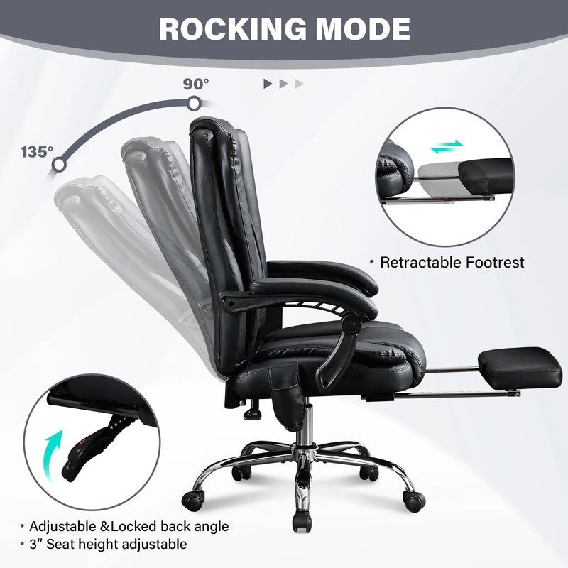 Massage Office Chair with Heat and 6 Vibration Points with Foot Rest &Padded gallery