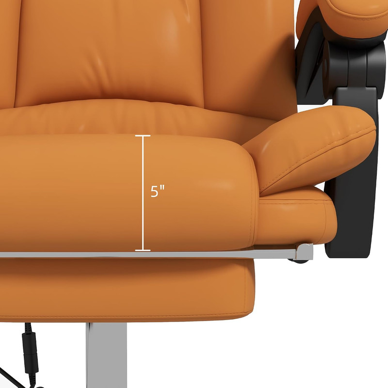 Executive Massage Office Chair, 4 Vibration, Heat, Light Brown | 3 Modes, PU Lea gallery