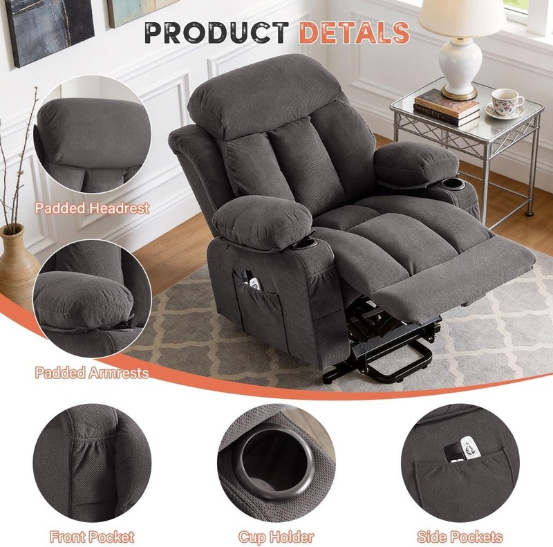 Power Lift Recliner Chair W/ Massage & Heat Elderly Electric Recliner Single gallery