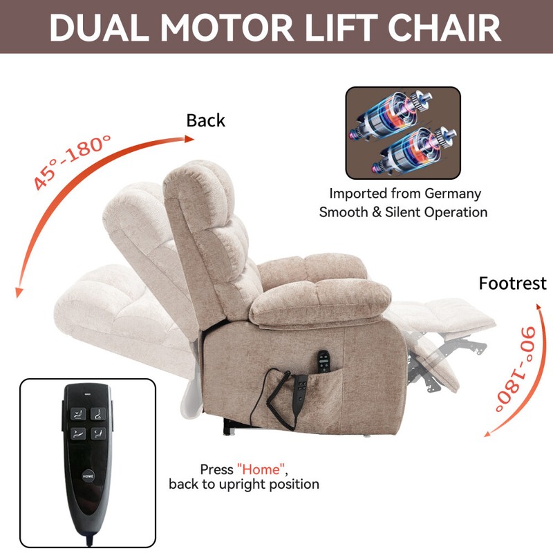 Lift Recliner Chair Heat Massage Chair Dual Motor Infinite Position Up to 350LB gallery