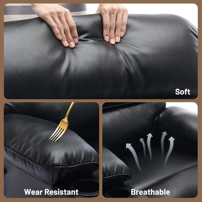 Compact PU Leather Recliner Chair with Heating & Massage for Ultimate Relaxation gallery