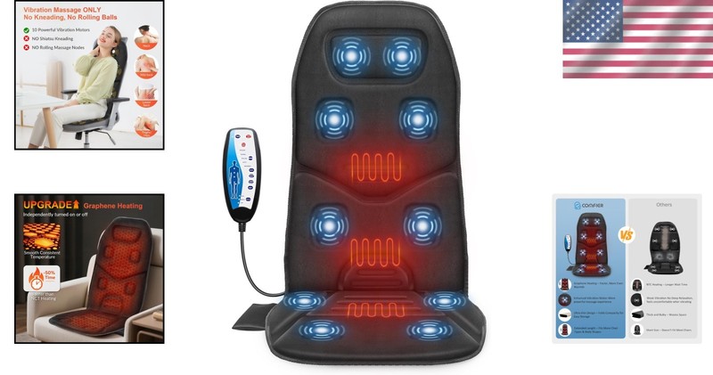 Portable Vibration Massage Seat Cushion with Heat - Ideal Gift for Men & Women gallery