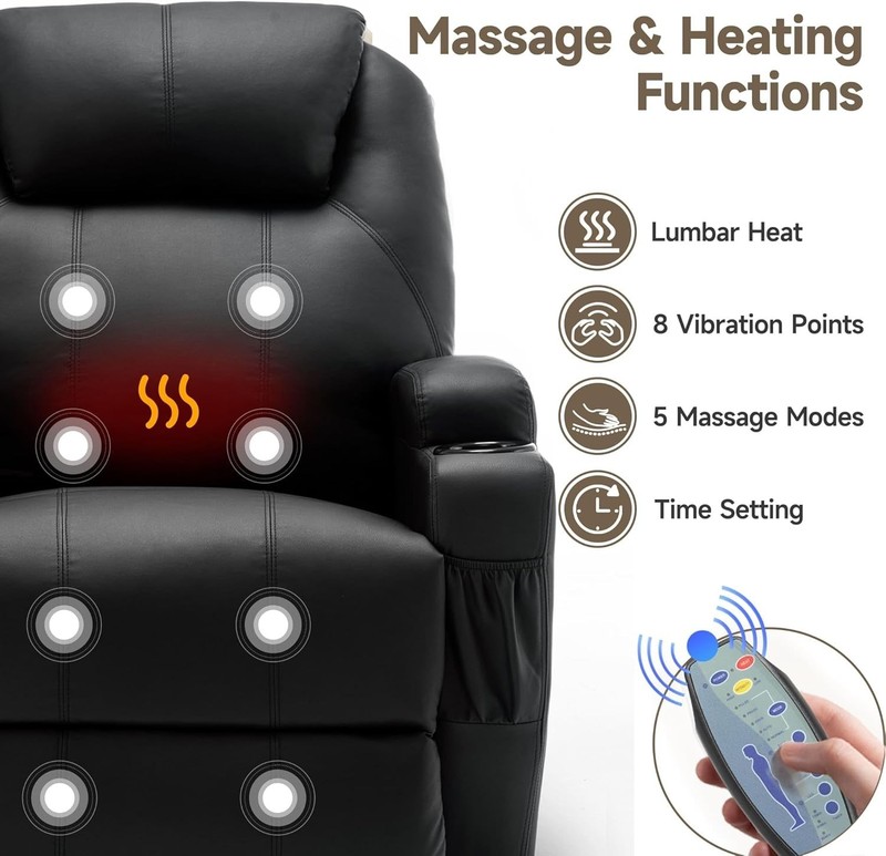 Recliner Chair, Rocking Chair with Massage and Heat, gallery