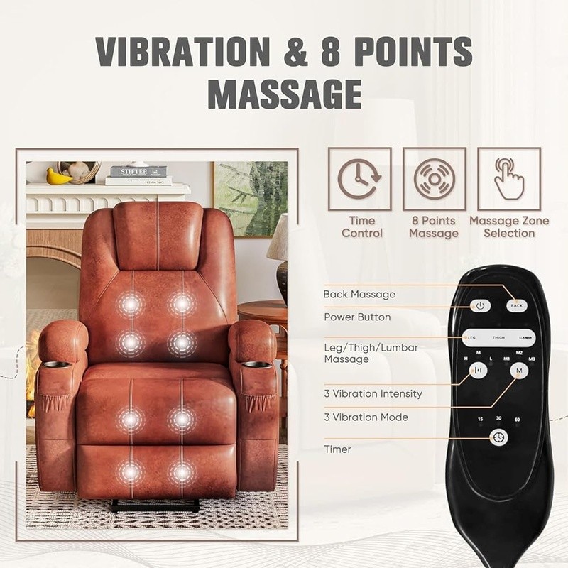 Electric Lift Recliner Chair W/ Vibration Massage Storage Pockets Easy Assembly gallery