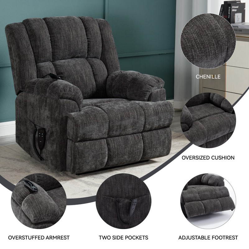 Dual Motor Heat Massage Infinite Position 350 LBS Electric Power Lift Recliners gallery