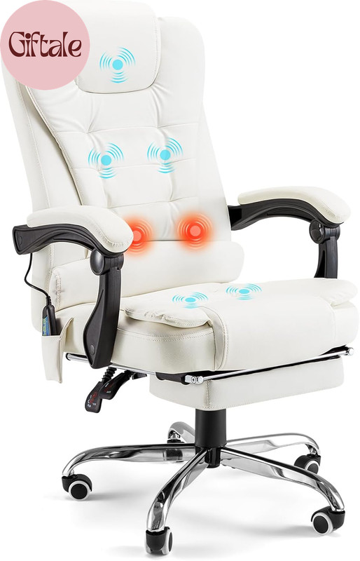 7 Points Massage Office Chair with Heat Ergonomic Reclining Computer Chair High