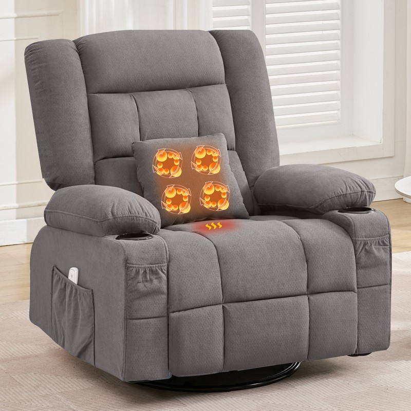 3D 4-Point Kneading Massage Rocking Recliner w / Heat 2 Cup Holders USB Port gallery