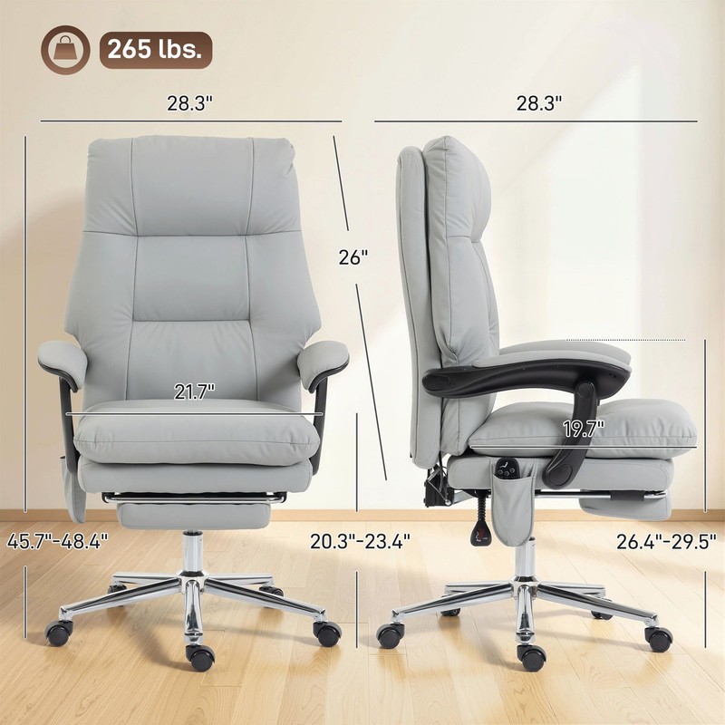 Ergonomic Executive Massage Chair with 6 - Point Vibration, Faux Leather, Light gallery