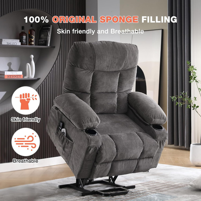Power Lift Recliner Chair for Elderly with Vibration Massage and Lumbar Heating, gallery