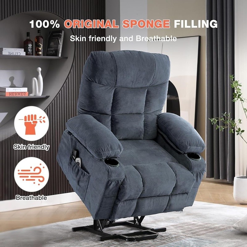 Electric Power Recliner Chair W/ Lift Assist Massage Heat USB Charging Port gallery