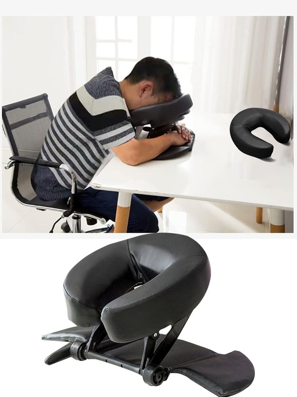 Crescent-Shaped Massage Face Cradle Cushion for Ultimate Relaxation - Black gallery