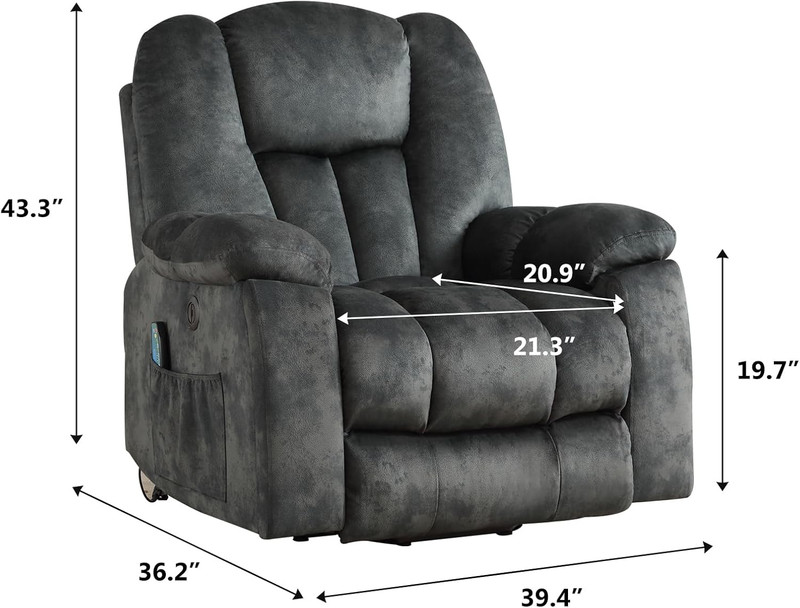 CANMOV Large Power Lift Recliner Chair with Massage, Heat, and USB for Elderly, gallery