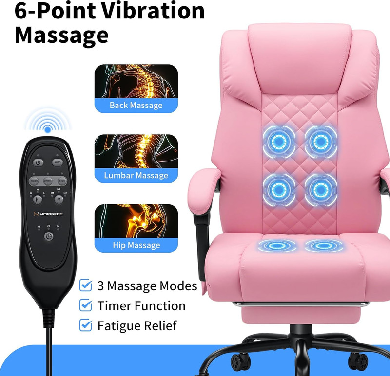 400Lbs Massage Office Chair with Foot Rest 6 Points Vibration Ergonomic Executiv gallery