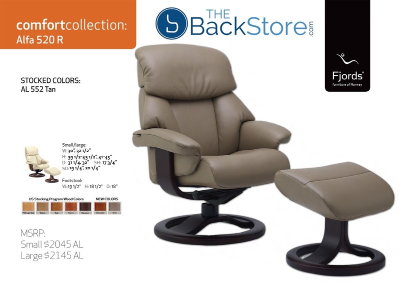 Fjords Alfa Small Recliner Chair and Ottoman AL 552 Tan Leather Lounger gallery