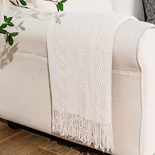Throw Blanket for Couch, Bedroom Decor Boho Throw Blanket, 50 x 60 in. Cream gallery