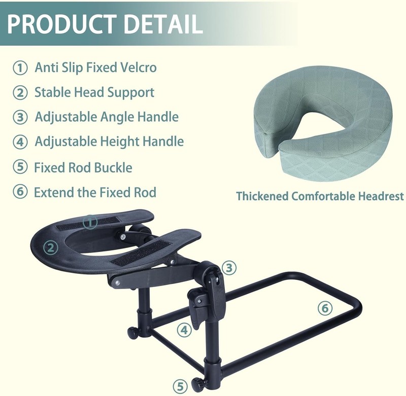 Space-Saving Adjustable Massage Headrest for Home Bed - Perfect for Recovery gallery