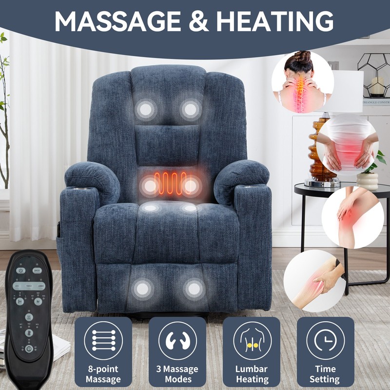 Power Lift Recliner with Massage & Heat for Elderly, USB-C, Cup Holders gallery