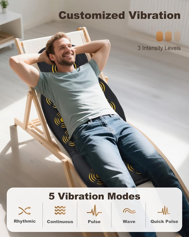 Luxurious Back Massager Chair Pad - 9 Motors, Folding & Whisper-Quiet Design gallery