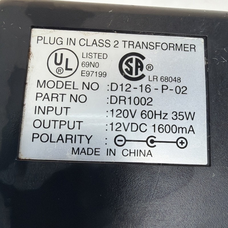 UL Listed D12-16-P-02 Input 120V Output 12VDC Power Adapter DR1002 Transformer gallery