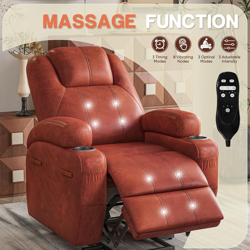 Brown Electric Power Lift Recliner Chair with Massage & Cup Holders gallery