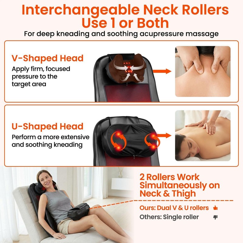 Full Body Massager W/ Heat Kneadings Shiatsus Massage Massage Pad Adjust Timmer gallery