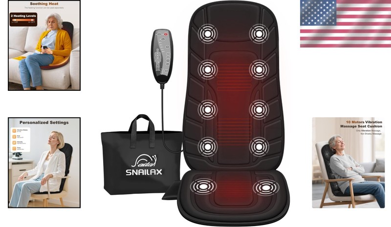 Massage Seat Cushion Foam Black Heat Vibration Modes Home Office Gift gallery